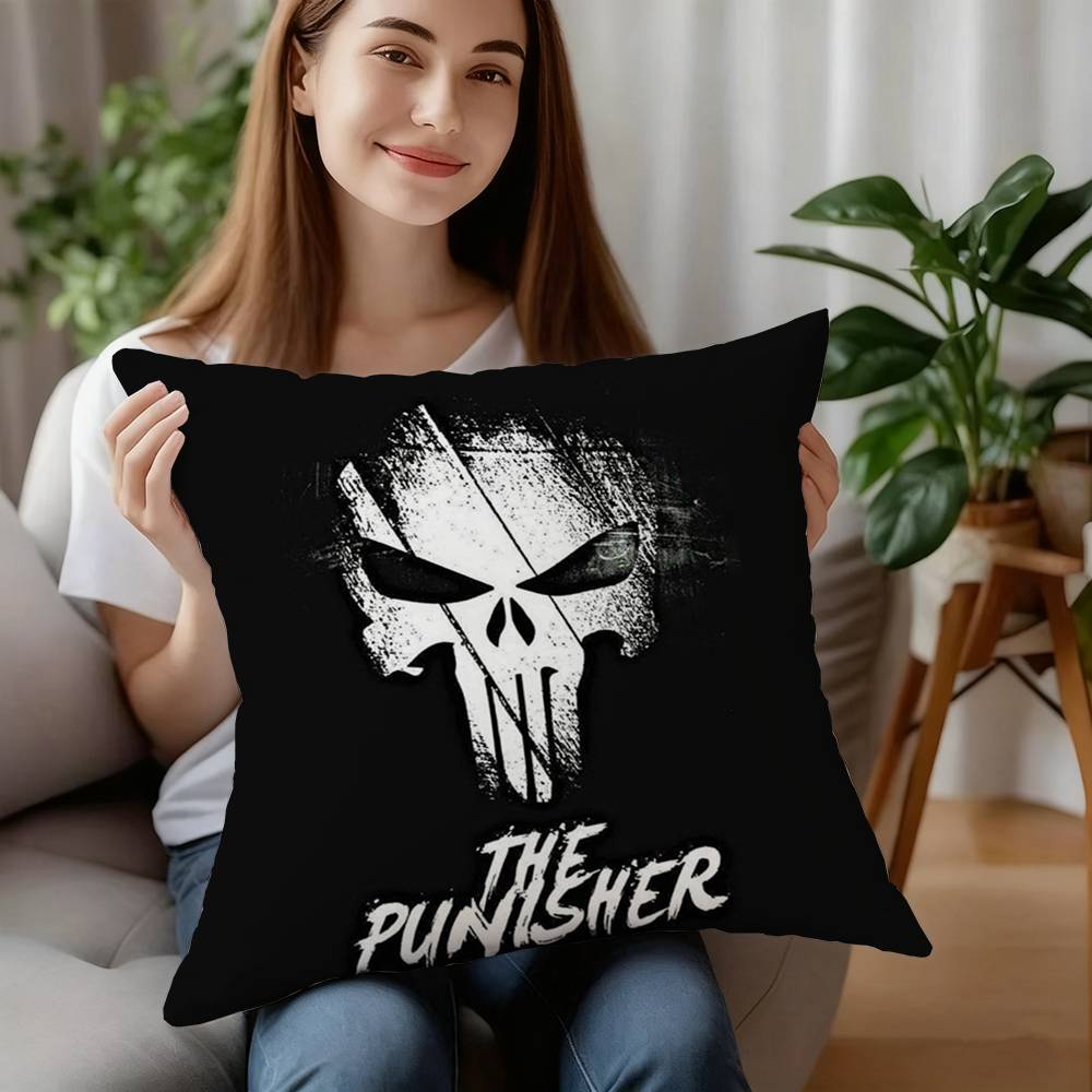 The P-Punisher Logo Pillow Case Plush Fabric Soft Pillowcase Double Sided Print Cushion Cover Household Gifts