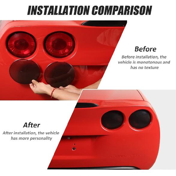 

ABS Smoked Black Rear Tail Light Lens Taillight Kit Fit for Chevrolet Corvette C6 2005-2013 Car Exterior Taillight Protection Cover Accessories