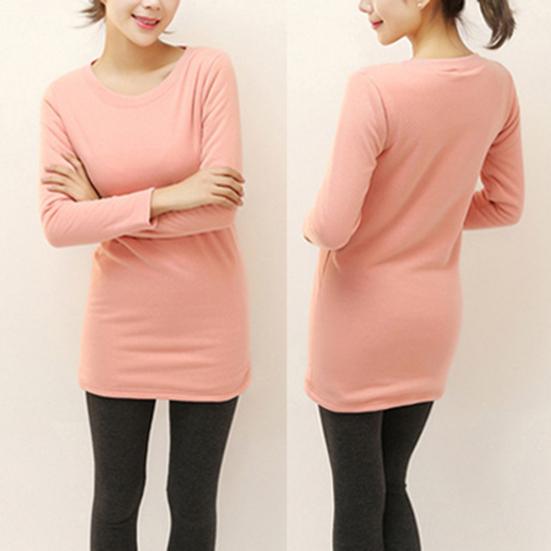 Moda Donna Autunno Inverno Manica Lunga O Collo Fodera in Pile Termico Caldo