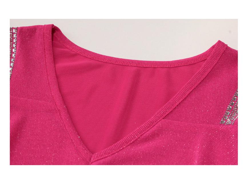 2024 Chic Off-Shoulder Diamond Accent Lotus Sleeve T-Shirt