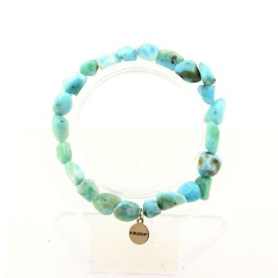 Stones and Minerals. Larimar Bracelet from the Dominican Republic. Customizable Size. Made In France.