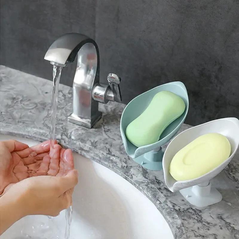 1 Stück Blatt Seifenhalter Saugnapf Seifenschale für Badezimmer Dusche Waschbecken Tragbare Kunststoff Schwammablage Küche Badezimmerzubehör