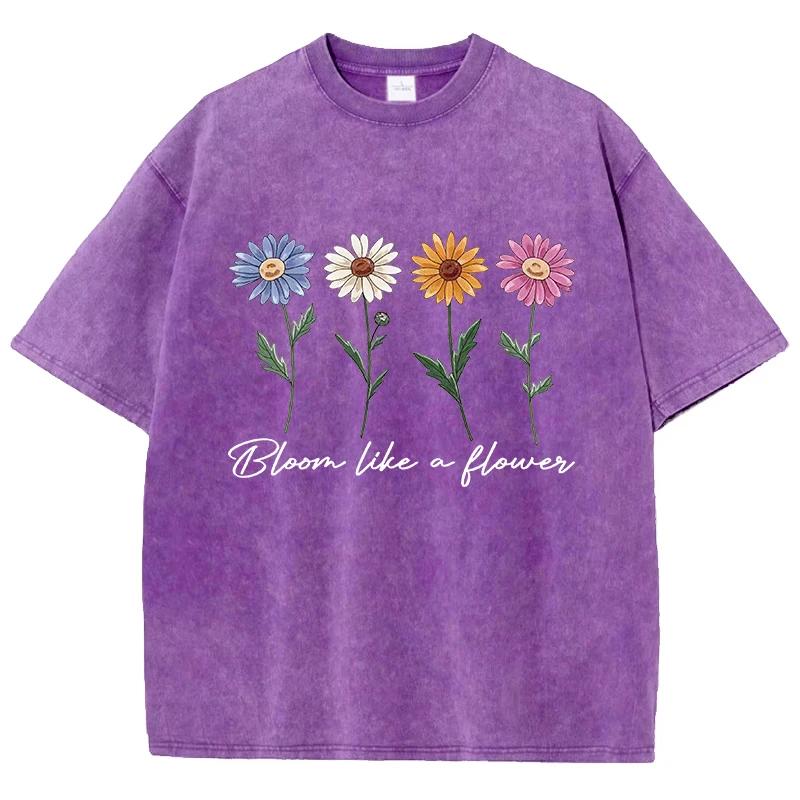 Printed Washed T-shirt Men's Cotton T-shirt Comfortable Round Neck T-shirt Men's Summer Outfit