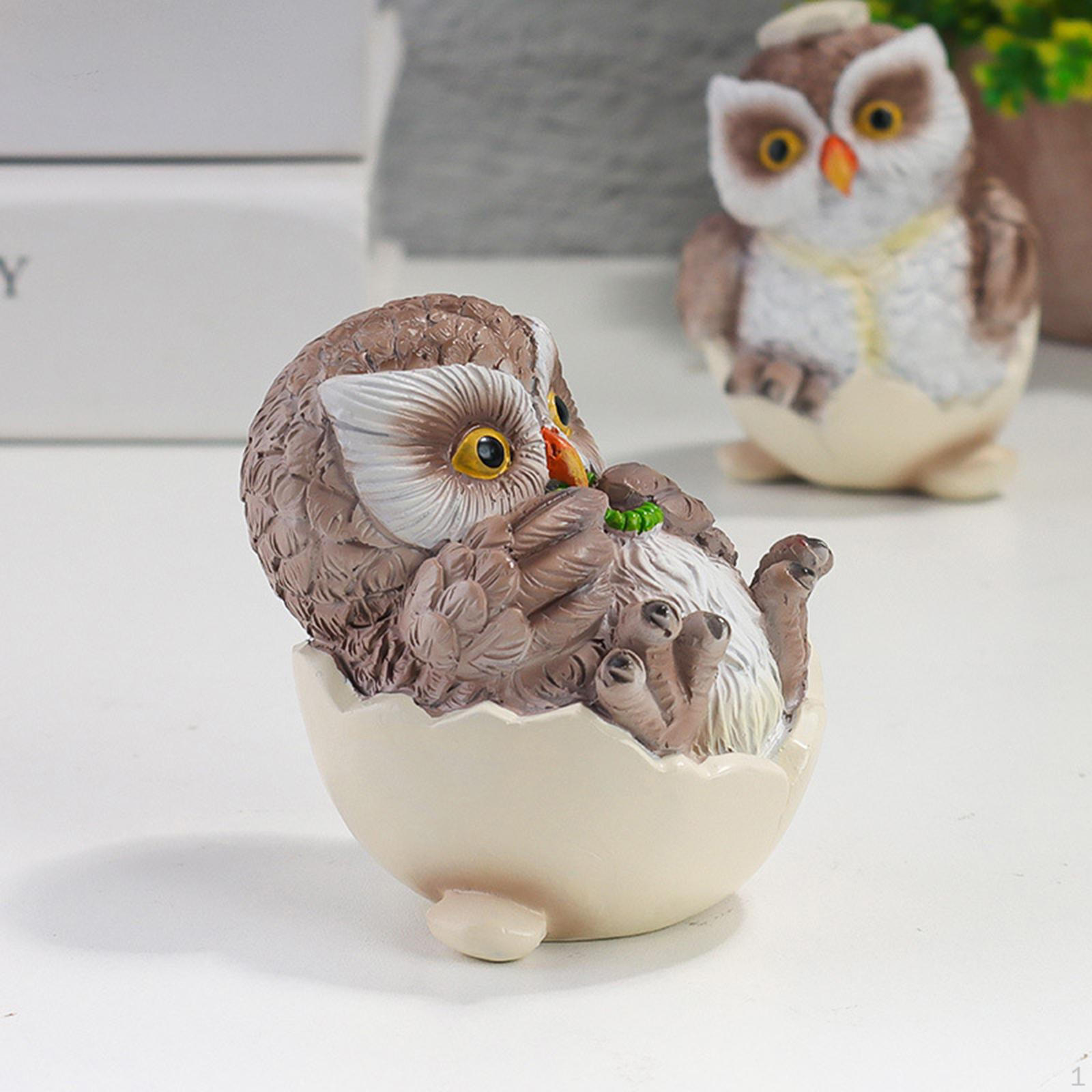 

2x Modern Owl Statues Figurines Gifts Art Works for Garden Cabinet Office Wedding Home
