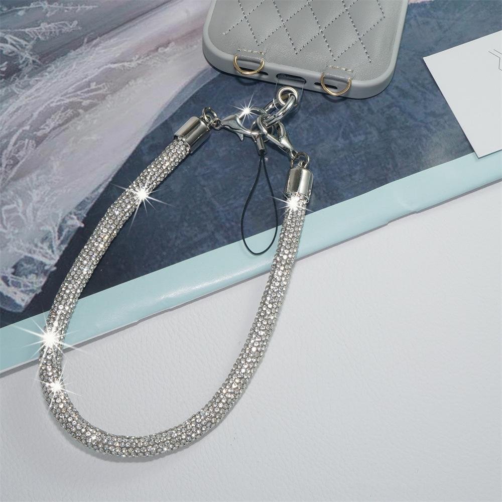 Luxury Rhinestone Phone Lanyard: 0.8CM Anti-Lost Wrist Keychain and Bag Chain