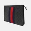 [Pre-Owned] Signature Logo Stripe Web Zipper Canvas Clutch - Excellent #6B5X54