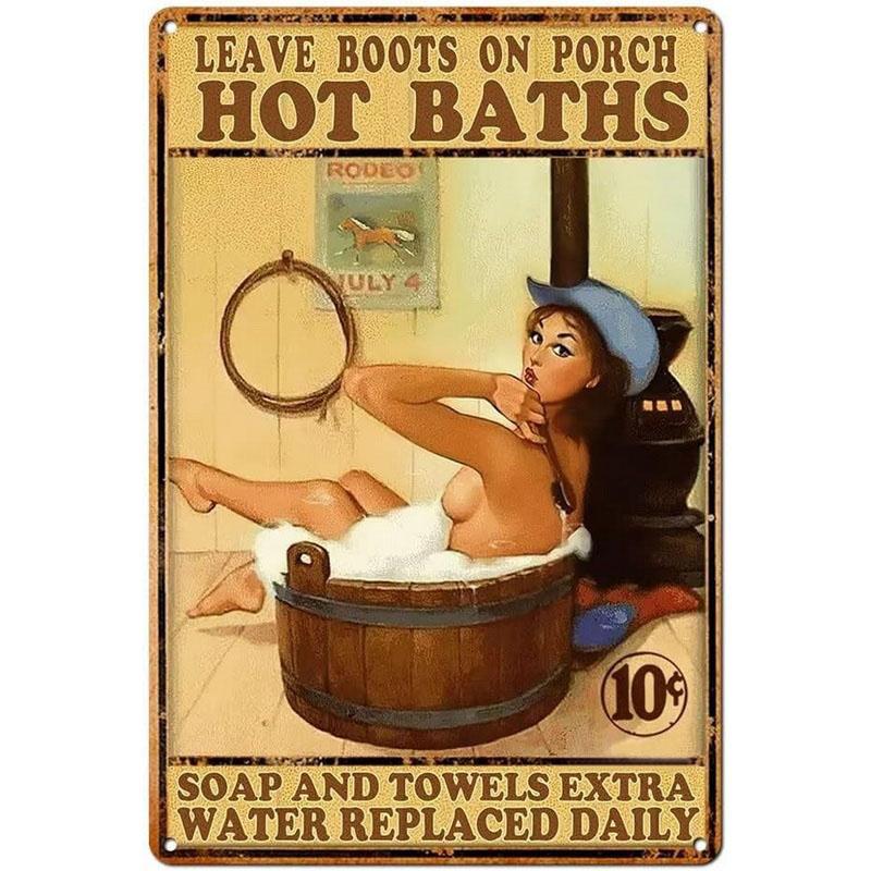 Dachshund Metal Tin Signs Hot Bath Wall Art Posters Plaque Sign Vintage Iron Painting Decoration for Home Cafe Bathroom Club