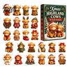 Unique Christmas Surprising Box Highland Cow Advent Calendar, 24 Cute 3D Mini Figures, Festive Decor Farmhouse Holiday Decor, Countdown Gift