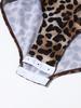 Kids Girls Leopard Printed Gymnastics Ballet Leotards Dance Performance Costume Rhinestones Caveman Jumpsuit with Oversleeve