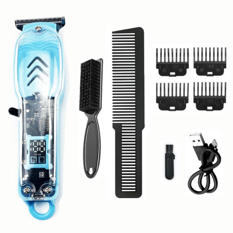 Transparent Hair Clipper Hair Cutting Machine Professional Baldheaded Trimmer Beard Electric Razor USB Barbershop