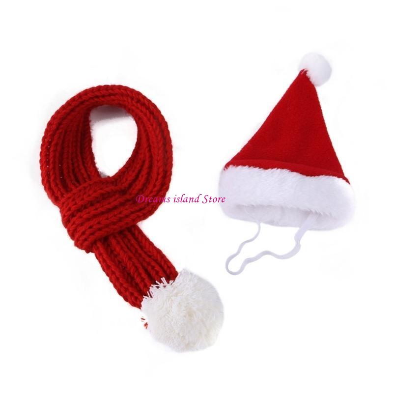 Santa Pet Fashion Set Pet Christmas Photo Props New Years Costume Outfit HX6C