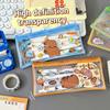 Creative Cute Capibala Grid Pencil Case Kawaii Transparent Capacity Pencil Bag Portable Travel Makeup Bag Stationery Storage