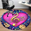 1pc Musical Notes Chair Carpet for Office, Round Polyester Mat, Indoor Decor for Office, Easycare Fabric, Washable Non-slip Area Carpet