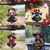 Halloween New Pumpkin Witch Pendant Magic Sweep Girl Flat 2D Rearview Mirror Decoration Pendant Keychain Pendant Set