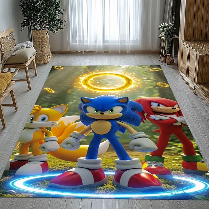 Retro S-Sonic Cartoon Games Living Room Non-Slip Area Rug Soft Carpet for Bedroom Kids Playroom Sofa,Home Decor Doormat Gift