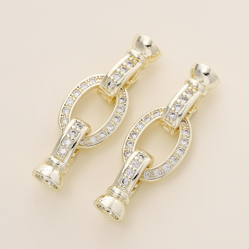 2/4pcs 14/18K Gold Color Plated Heart Bowknot Fasteners Closure Lock Connector Clasps For DIY Needlework Pearls Jewelry Making