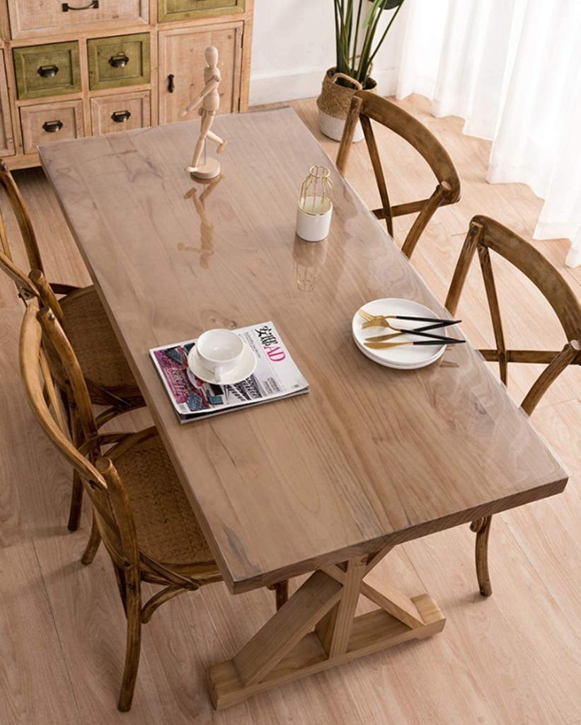 Mylystar Transparent Tablecloth, 1x2m, PVC Table Mat, 2mm Thick, Thick Vinyl Sheet, Table Cover, Water-Repellent