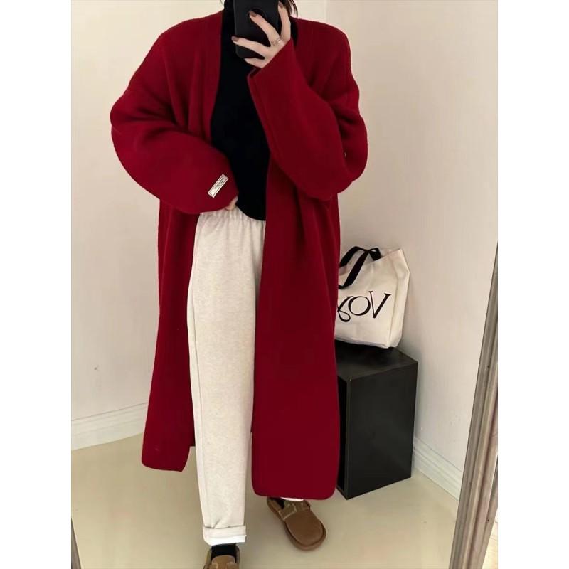 Womens Oversized Longline Knit Cardigan Sweater Loose Fit V-Neck Winter Warm Casual Outerwear