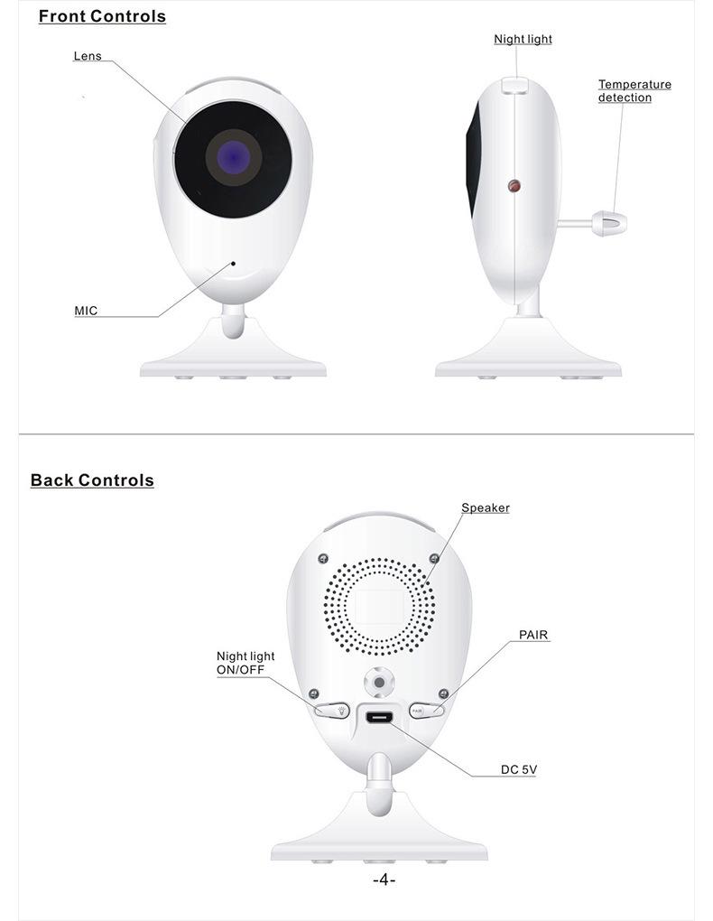 2.4-Inch Wireless Digital Baby Monitor with Temperature, Music, and Voice Control