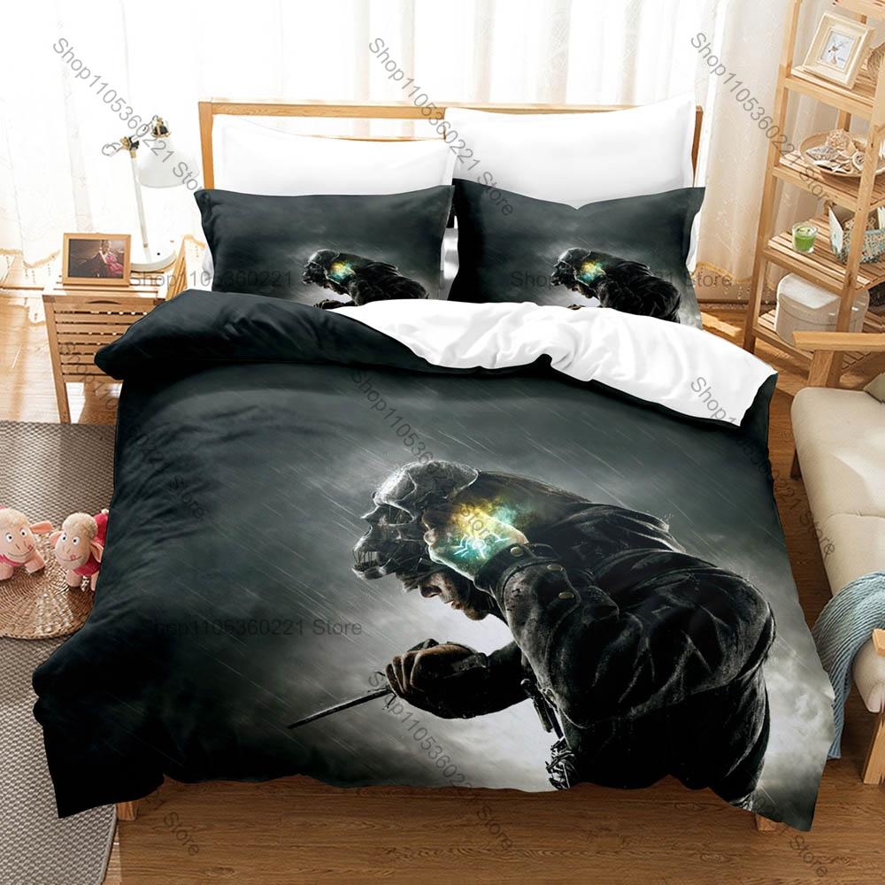Cool Dishonored Game 3D Print Bedding Set Duvet Cover + 2 Pillowcases Soft Polyester Bed Linen Bedroom Decor For Game Fans