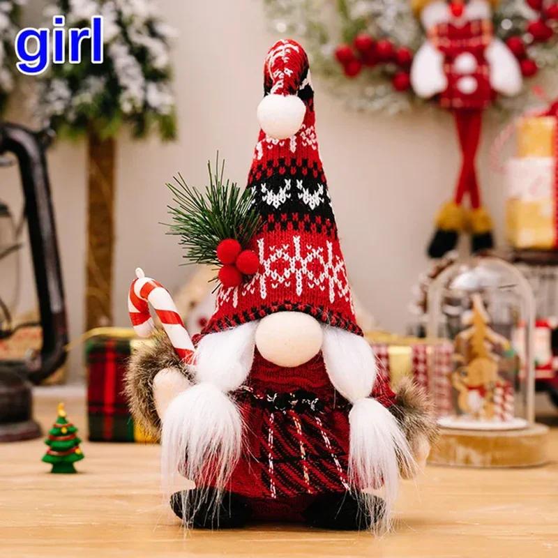 Christmas Plush Gnomes Dolls Red Knitted Suit Faceless Doll Nordic Xmas Elf Doll Ornaments Home Christmas Decorations Party Gift