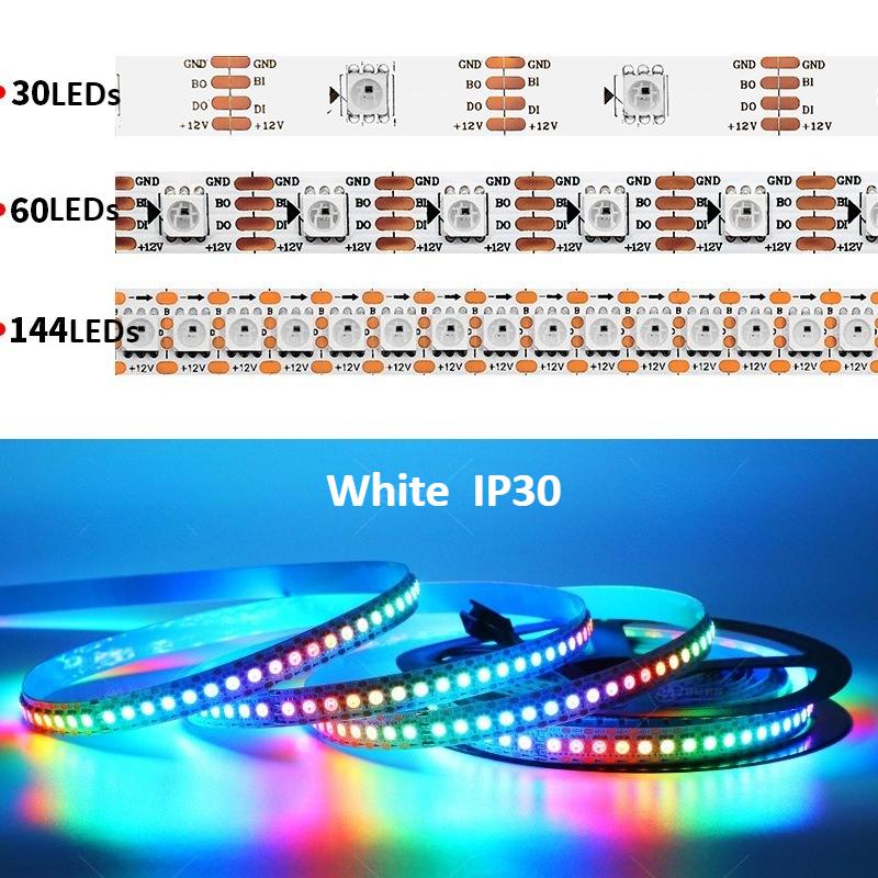 

1/3/4/5 м DC12V WS2815 Светодиодная лента с индивидуально адресуемыми пикселями IC Световая лента 30/60/74/96/144 светодиода/м 5050 RGB Гибкая ламповая планка 3M 90LEDs