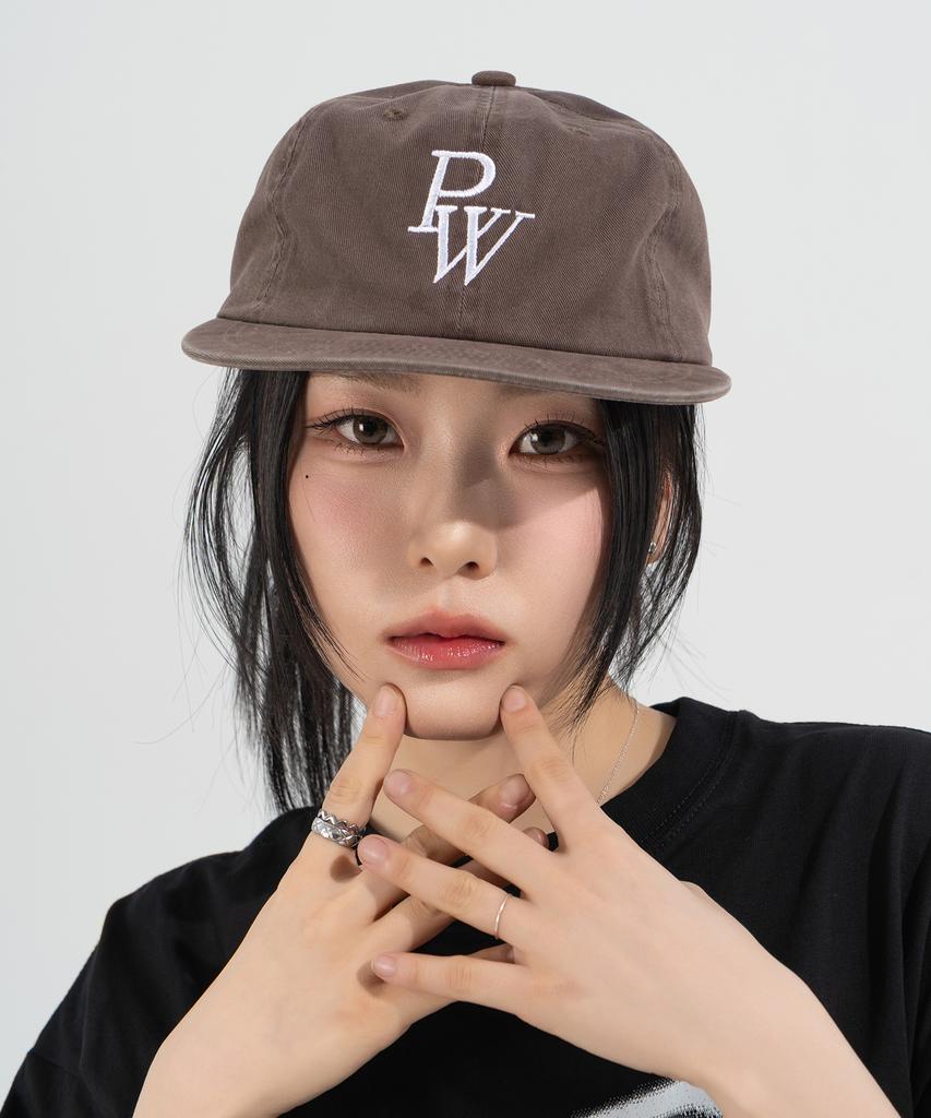 Peijeuhwaiteu Pw Logo Washed Flat Visor Cap (Brown)