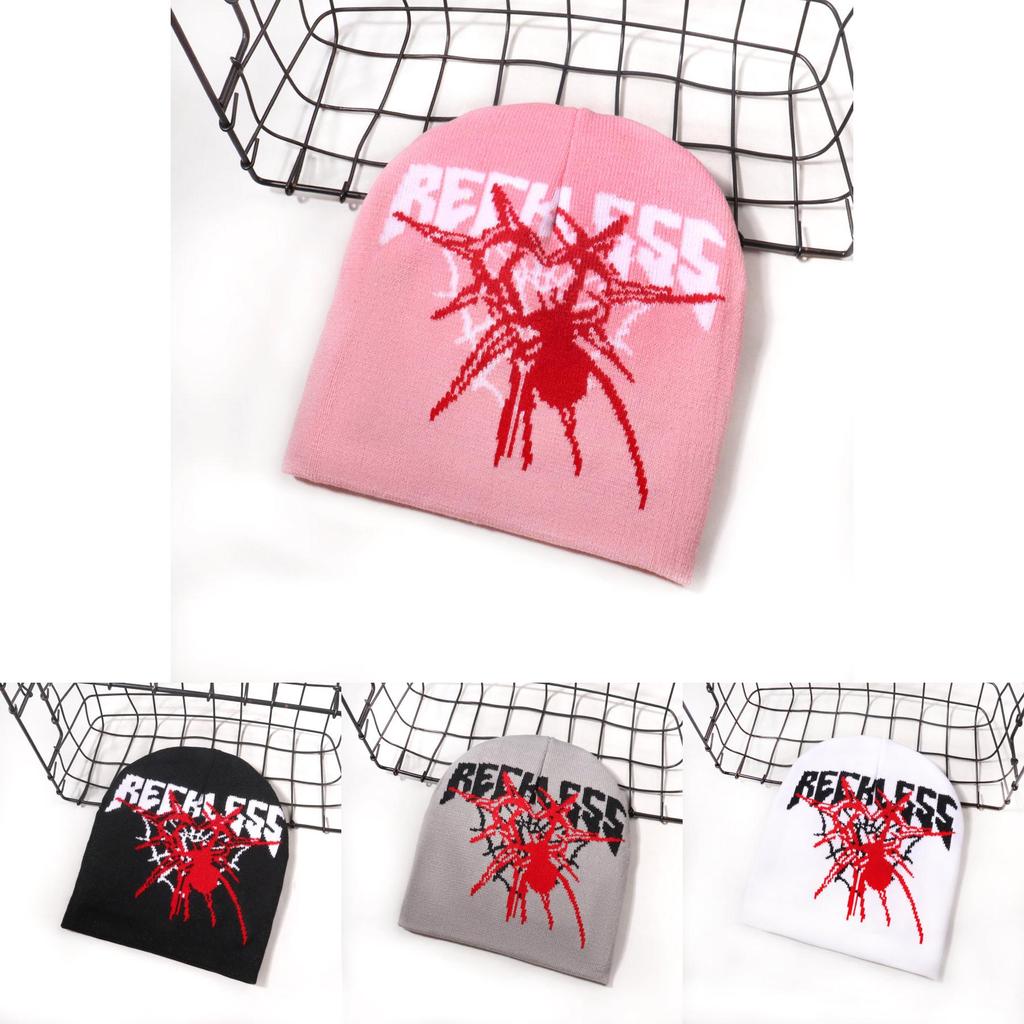 Fashion Spider And Letter Patterns In Casual Warm Knitted Hats For Unisex