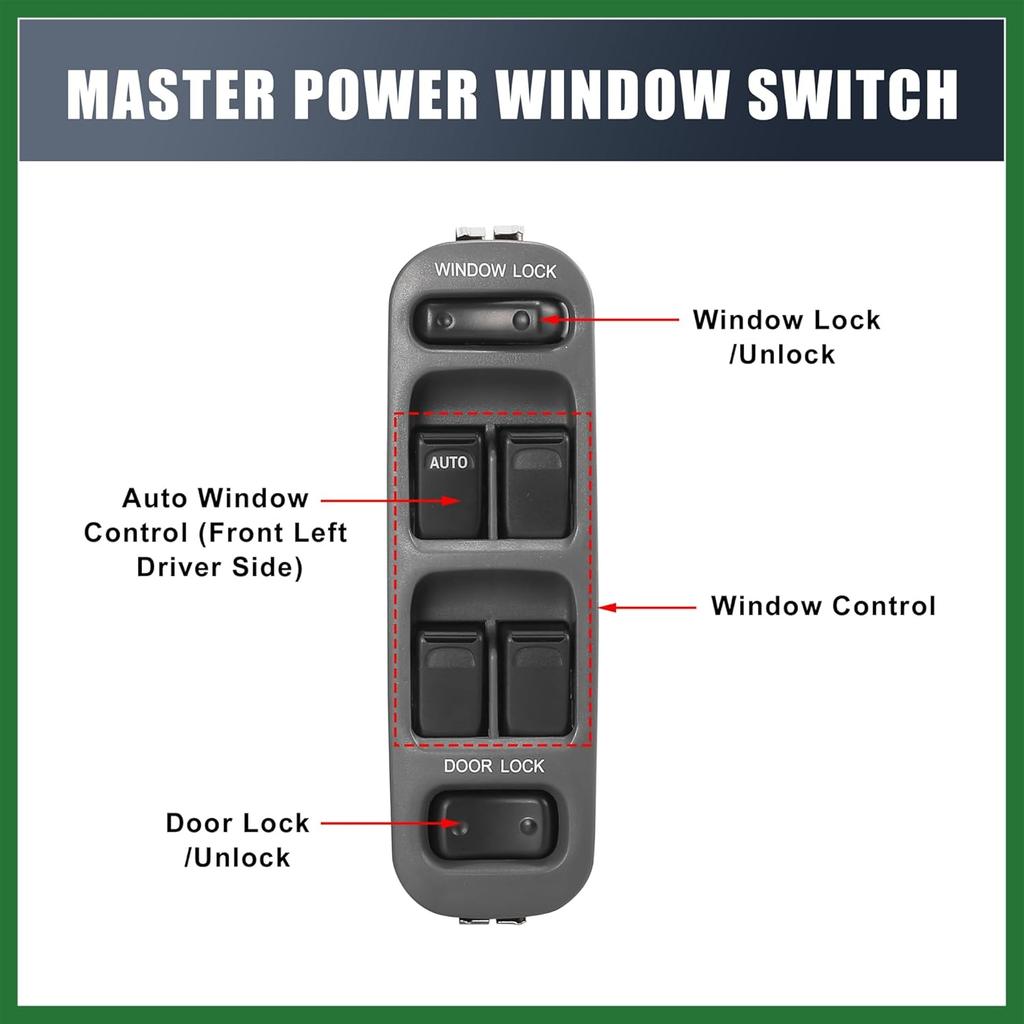 Motoforti Master Driver Side Power Window Switch 37990-65D10-T01 Replacement for Suzuki Vitara 1999-2003 Grand Vitara 1999 2000 2001 2002 XL-7 2005