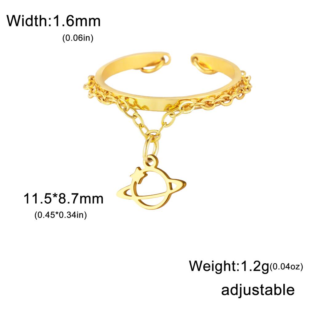Lemegeton Open Ring for Couple Small Charm Zircon Stainless Steel Chain Accessories Heart Zircon Beauty Fried Dough Twists New