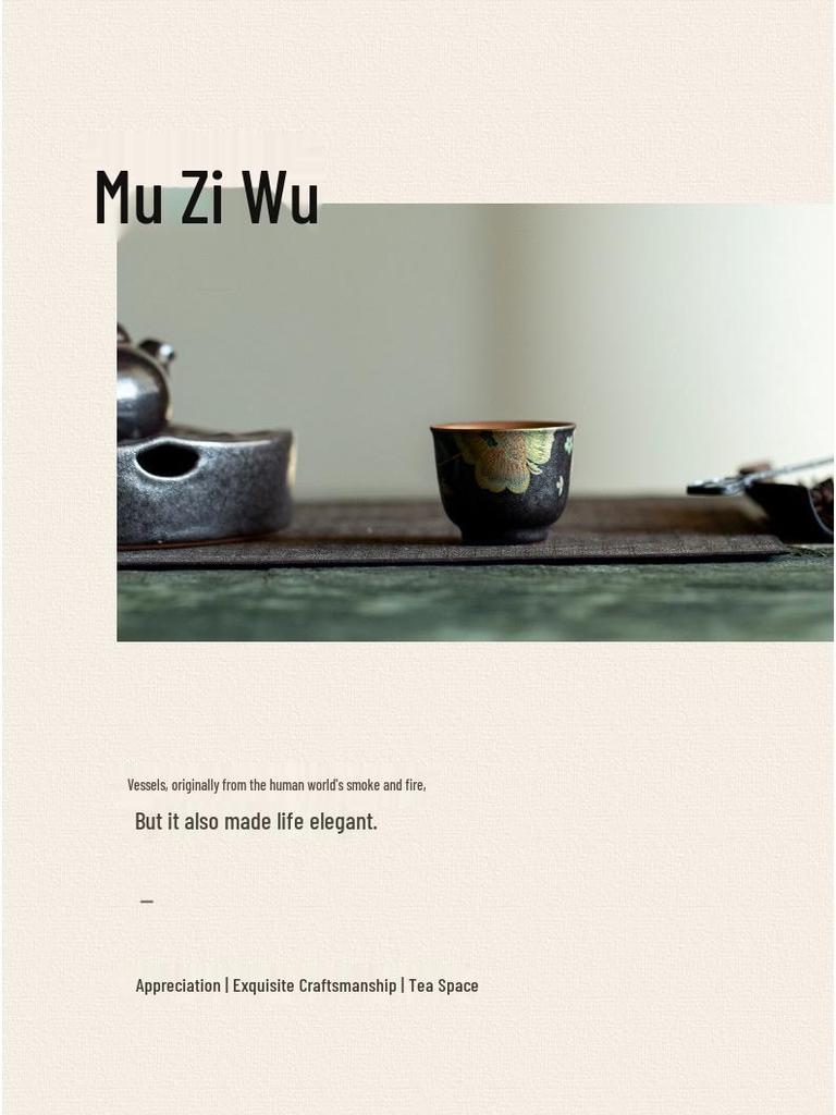 Mu Xi Hand-Painted Peony Ceramic Tea Cup: Exquisite Small-Capacity Tasting Cup