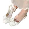 Fashion New Fashion Baotou Square Heel Sandals Summer New Square Head Shallow Mouth Butterfly Knot Line with Non-slip Heel Women Shoes