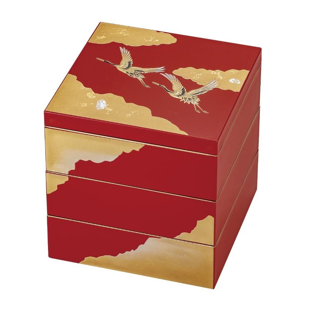 Maeju Lacquerware 5.0 Three-Tiered Box, Auspicious Crane (AR) 6R-528
