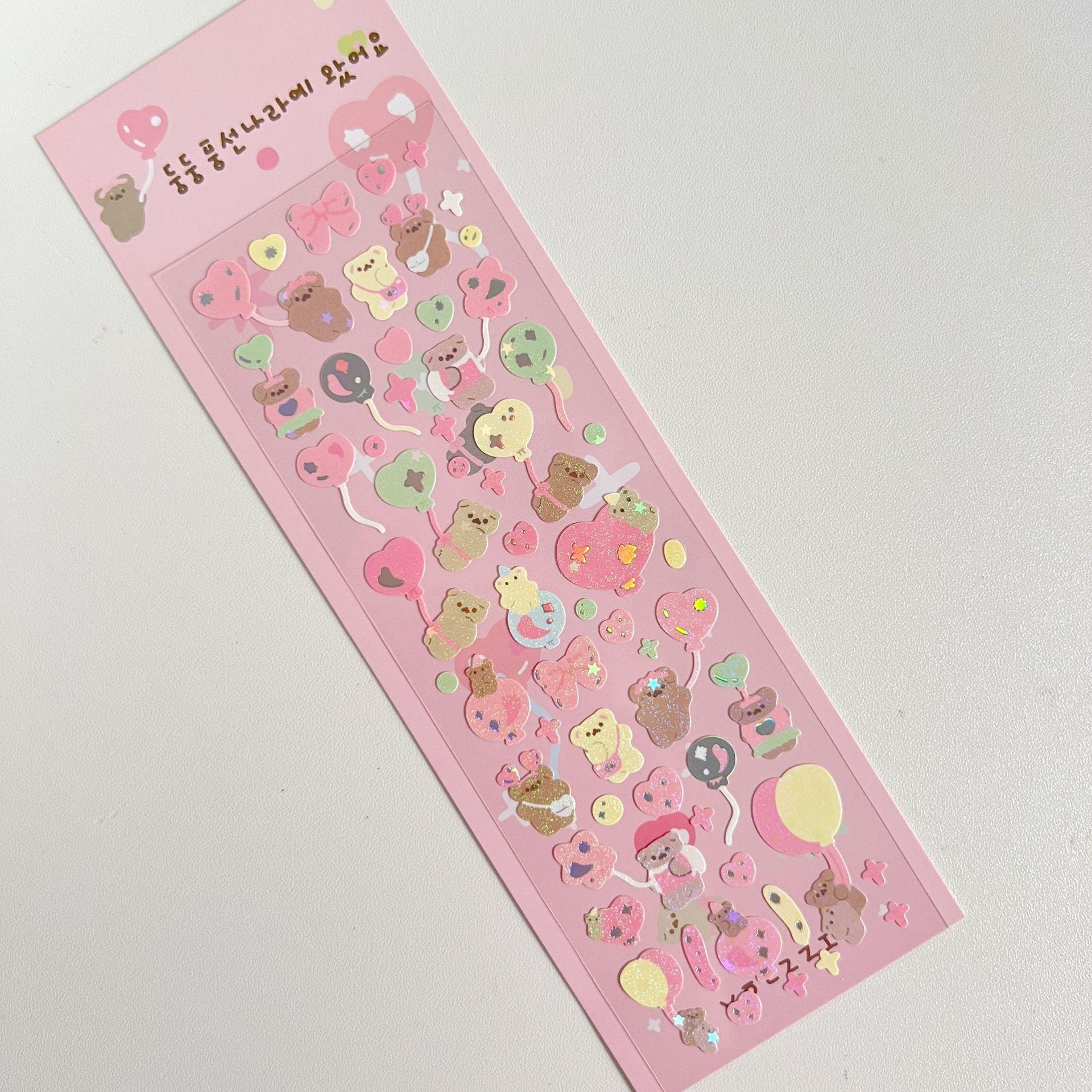 

Корейский популярный милый мультяшный медведь лазерные наклейки девушка сердце милое украшение Diy материал Goo карты наклейки