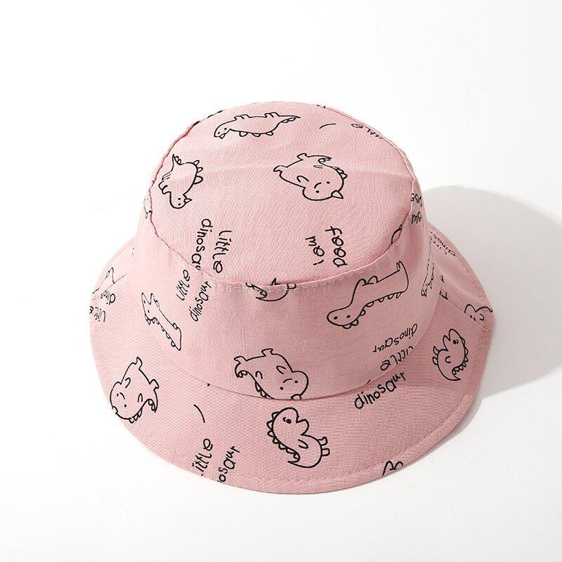 Cute Cartoon Dinosaur Baby Bucket Hat Sun Protection Soft Cotton Beach Cap For Kids Summer Outdoor Fisherman Hat