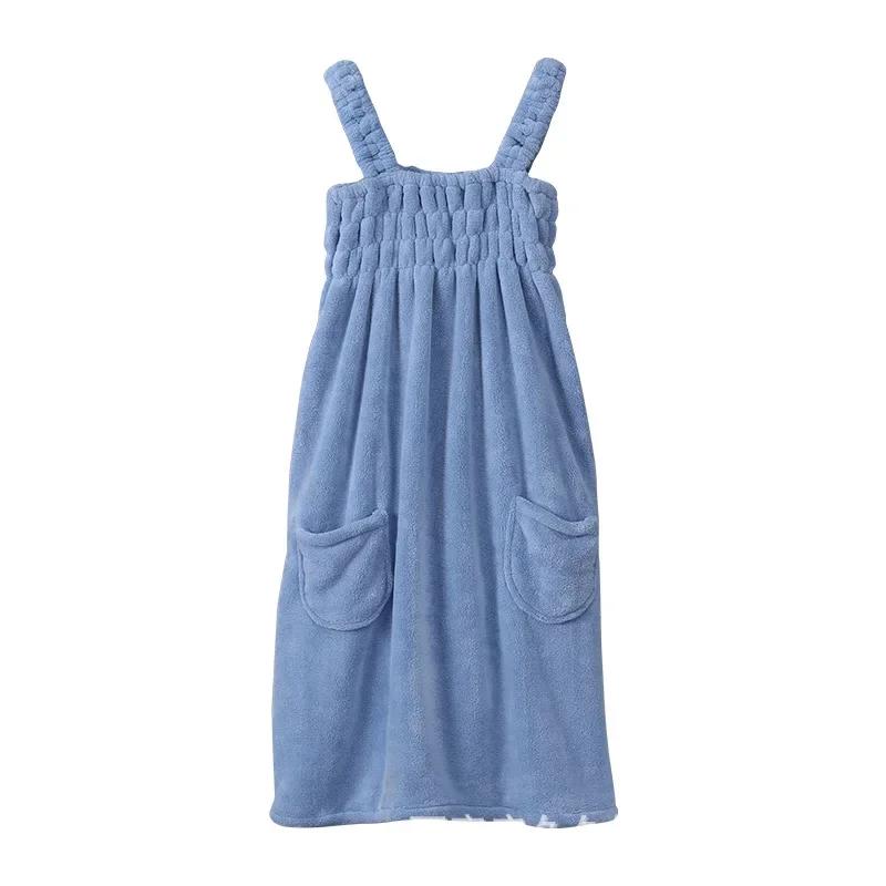 

Женское носимое банное полотенце, носимое полотенце, коралловый флис, женская банная юбка, впитывающая банная юбка, полотенце для душа, сауны синий