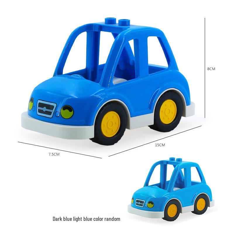 Compatible Large Particle Building Block Table with Cartoon Car, Bus, Airplane, and Sedan Accessories for Children