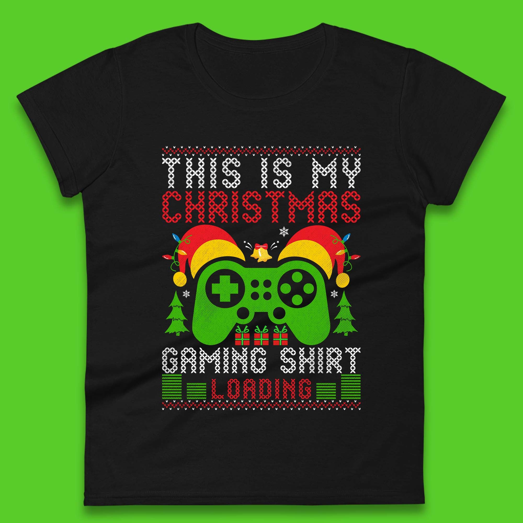 Loading Gamer Christmas Womens T-Shirt Mens Tops Tees Unisex 4XL