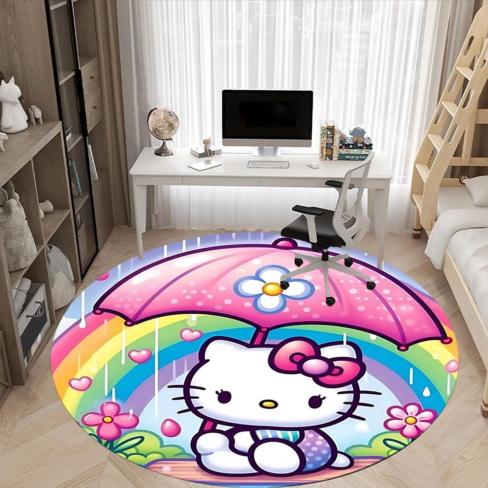 Hello Kitty Rainbow Office Round Area Rug, Under Office Chairs Bedroom Living Room Home Decor a0908131