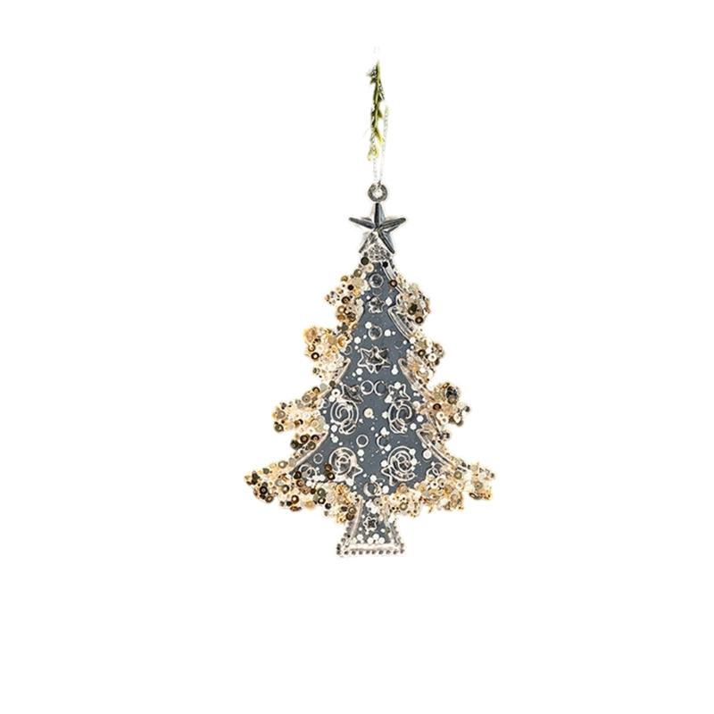 

Sparkling Sequins Acrylic Snowflake Butterfly Hanging Ornament for Window Mantels Wreath Christmas Tree Decoration