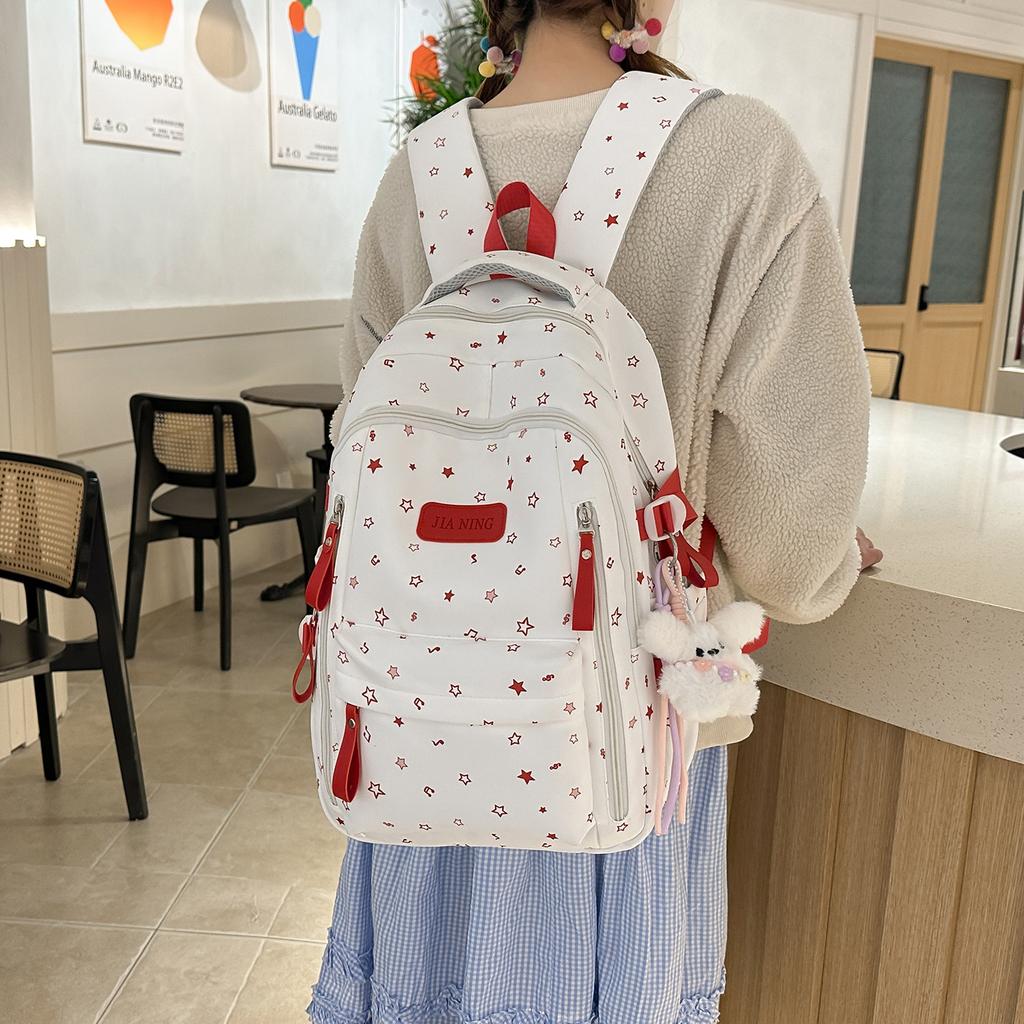 Schoolbag Korean Version of Small Fresh Schoolbag Japanese Princess Versatile Cute Star Printed Backpack Junior High School Class Backpack