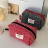 1/3pcs Classic Niche Quilted Heart Grid Makeup Bag Korean Style Portable Large Capacity Storage Toiletry Bag For Outing