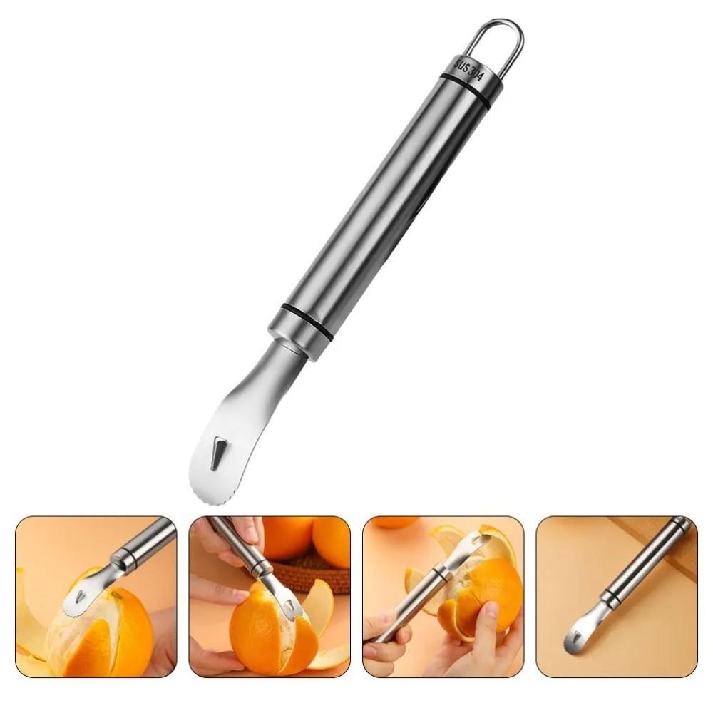 Stainless Steel Orange Peeler Multifunctional Long Handle Citrus Slicer Easy To Peel Handheld Citrus Peeler Gadget