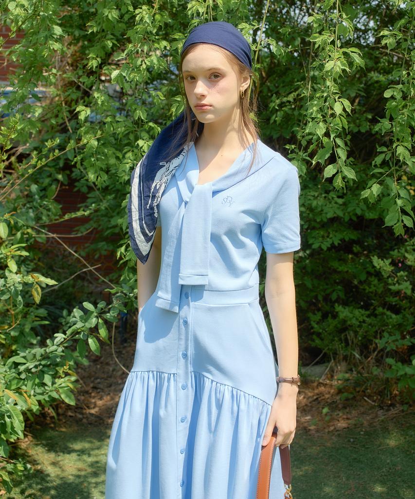 Salon De Yon Shawl Layered Long Dress_ Blue