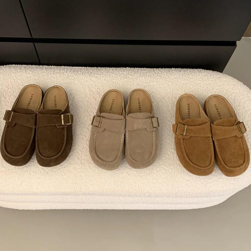 Fashion Walking Cozy Casual Baotou Half Slipper Loafers Female Fashion Slingback Slip On Mule For Women Platform New 2024 Design Comfort