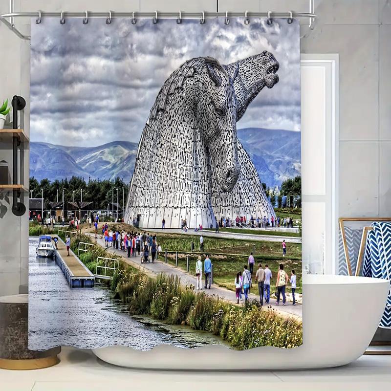 

Unframed Ocean Wave Shower Curtain Seaside Beach Landscape Waterproof Bathroom Decor Coastal Vibes Modern Art Print Home Textile W60H190(CM)-1 Pcs