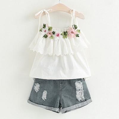 Baby Girl Floral Ruffled T-Shirt Bell Sleeve Flare Crop Top Leopard Print Suspender Skirt Casual Denim Jean Skirt Outfits