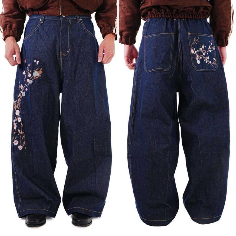 Unisex Oversized Chinese Style Embroidered Cherry Blossom Jacket With Mandarin Collar Toggle Buttons