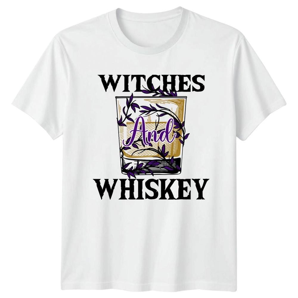 Witches And Whiskey Unisexs TShirt Wicca Witch Drinking Halloween Gift For Her S