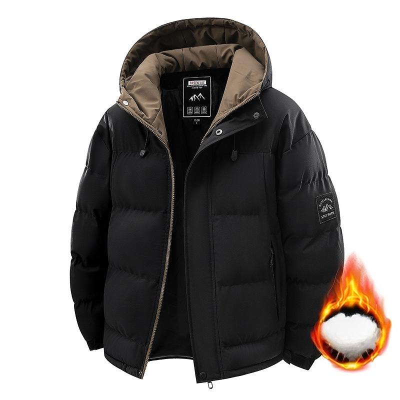 Men's Winter Warm Jackets Casual Quilted Windproof Outwear Coat With Pockets Hooded Work Jacket Windbreaker for Men Padded Thick Parka Thermal Jackets